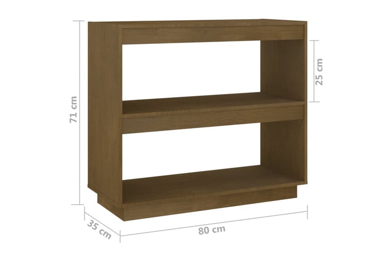 Bokhylle honningbrun 80x35x71 cm heltre furu - Brun - Oppbevaring - Hylle - Bokhylle