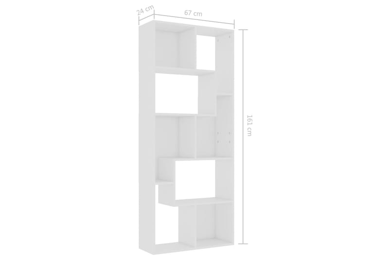 Bokhylle hvit 67x24x161 cm sponplate - Hvit - Oppbevaring - Hylle - Bokhylle