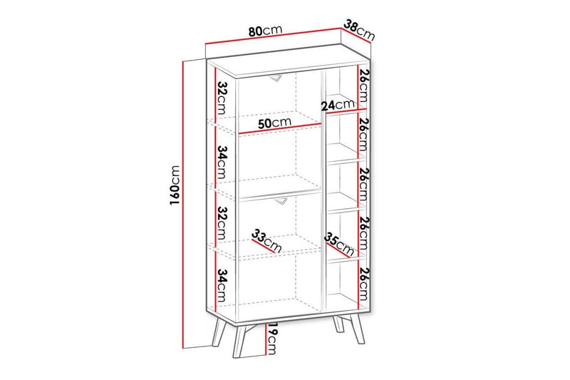 Bokhylle Klinkerville 80x38 cm - Beige - Oppbevaring - Hylle - Bokhylle