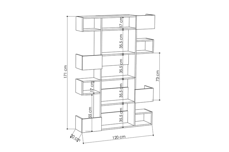 Bokhylle Lindome 120 cm - Hvit - Oppbevaring - Hylle - Bokhylle