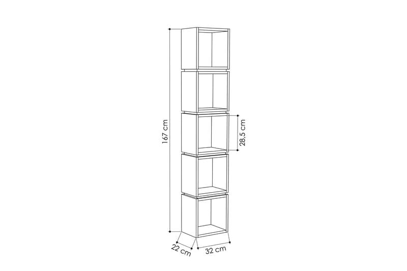 Bokhylle Lindome 32 cm - Brun|Hvit - Oppbevaring - Hylle - Bokhylle