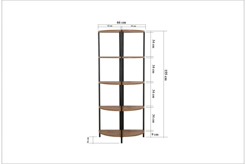 Bokhylle Mojajua 66 cm - Brun/Svart - Oppbevaring - Hylle - Bokhylle