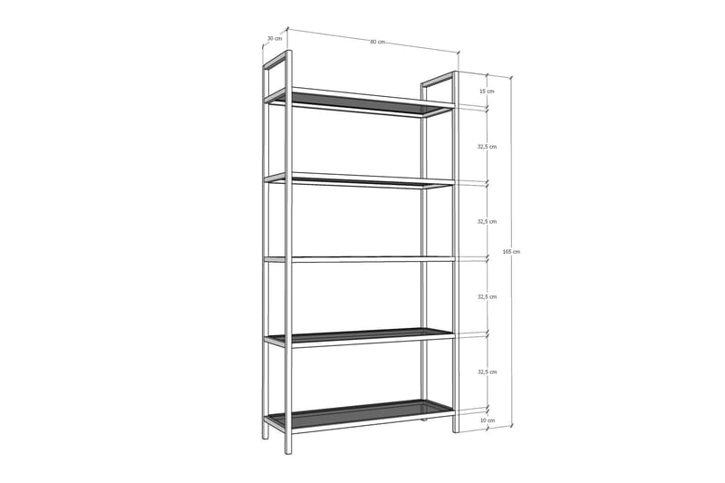 Bokhylle Morsas 165x80 cm - Svart - Oppbevaring - Hylle - Bokhylle