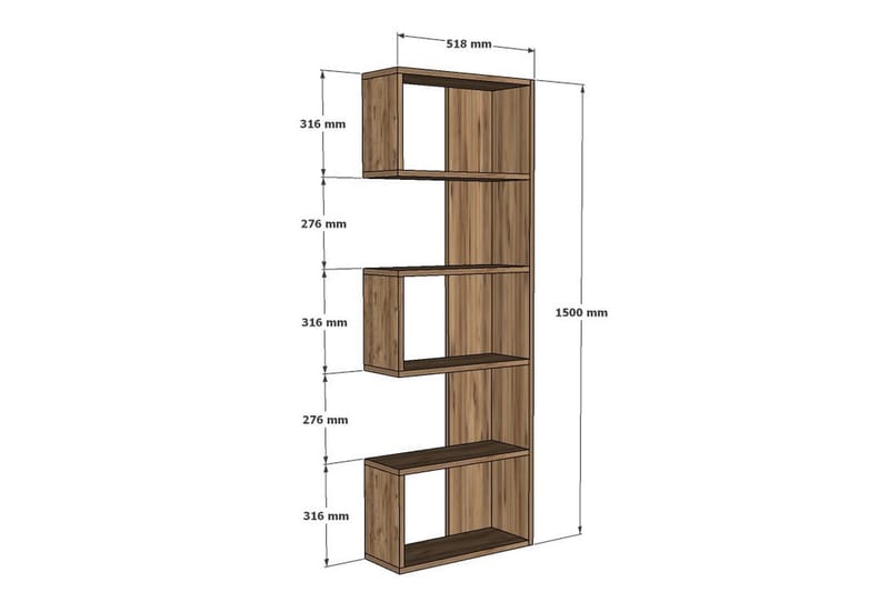 Bokhylle Nebuli 52x52 cm 5 Hyller - Natur - Oppbevaring - Hylle - Bokhylle