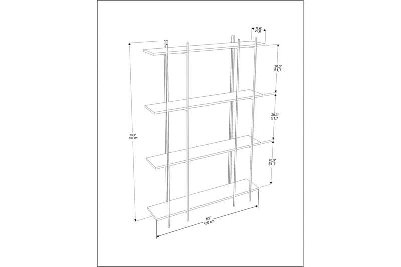 Bokhylle Oshkosh 160 cm - Svart/Green - Oppbevaring - Hylle - Bokhylle