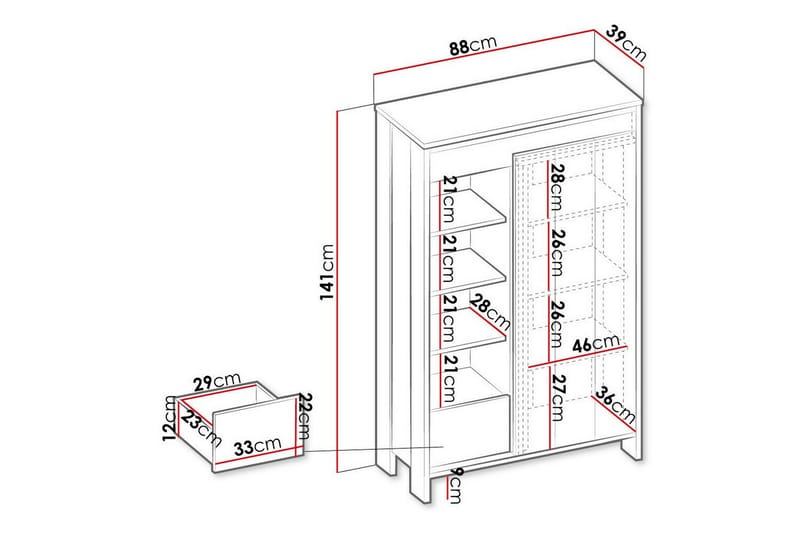 Bokhylle Rathmore 87x38 cm - Svart - Oppbevaring - Hylle - Bokhylle