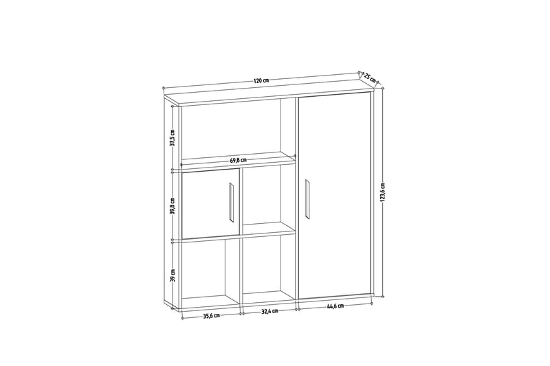 Bokhylle Ridgena 120x25 cm - Antrasitt - Oppbevaring - Hylle - Bokhylle