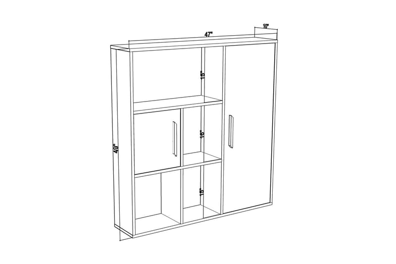 Bokhylle Ridgena 120x25 cm - Hvit/Antrasitt - Oppbevaring - Hylle - Bokhylle