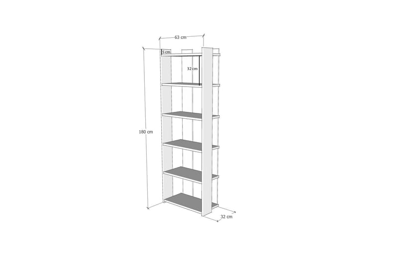 Bokhylle Sakran 63x22 cm 5 Hyller - Antrasitt/Gul - Oppbevaring - Hylle - Bokhylle