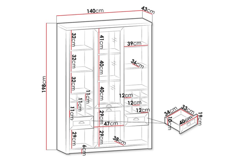 Bokhylle Sederon 140 cm - Hvit/Tre - Oppbevaring - Hylle - Bokhylle