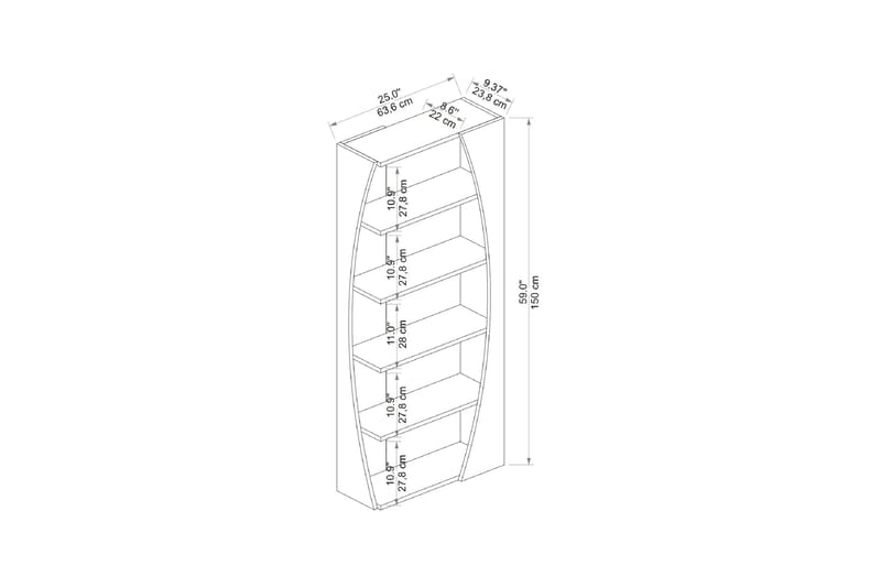 Bokhylle Selge 63,6 cm - Brun/Hvit - Oppbevaring - Hylle - Bokhylle