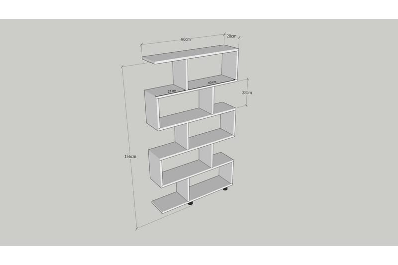 Bokhylle Simonstad 156x20 cm 5 Hyller - Natur - Oppbevaring - Hylle - Bokhylle