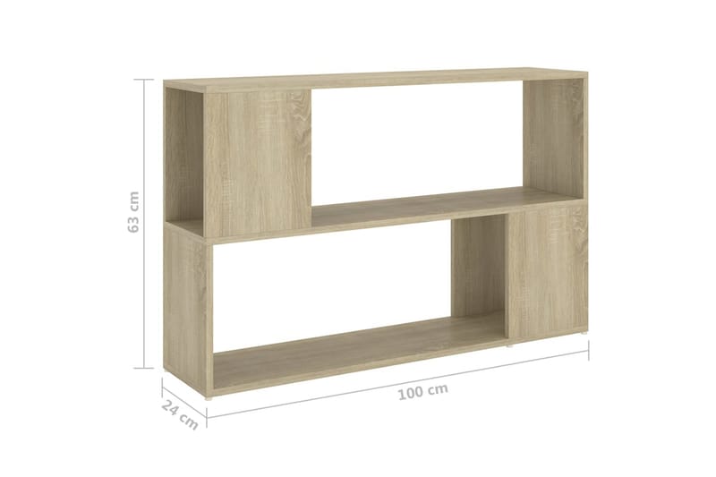 Bokhylle sonoma eik 100x24x63 cm sponplate - Brun - Oppbevaring - Hylle - Bokhylle