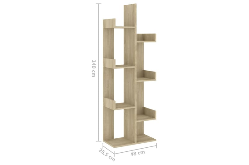 Bokhylle sonoma eik 48x25,5x140 cm sponplate - Brun - Oppbevaring - Hylle - Bokhylle