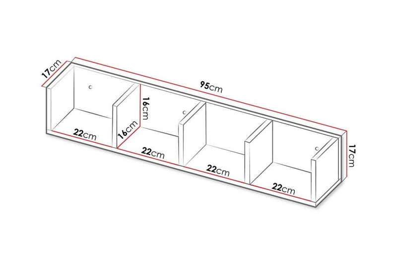 Bokhylle Strathy 95x17 cm - Hvid - Oppbevaring - Hylle - Bokhylle