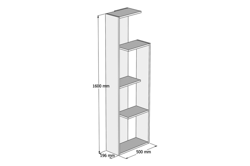 Bokhylle Tyrsberget 50 cm - Hvit - Oppbevaring - Hylle - Bokhylle