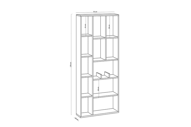 Bokhylle Urgby 75x170 cm - Hvit - Oppbevaring - Hylle - Bokhylle