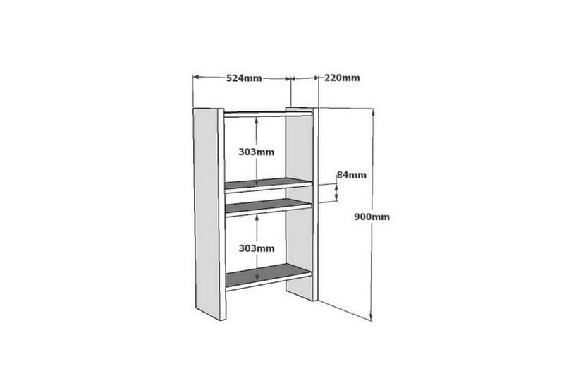 Bokhylle Vernus 52 cm - Hvit - Oppbevaring - Hylle - Bokhylle