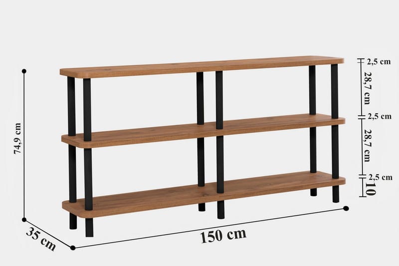 Bokhylle Zakkum 150x74,9 cm - Svart - Oppbevaring - Hylle - Bokhylle