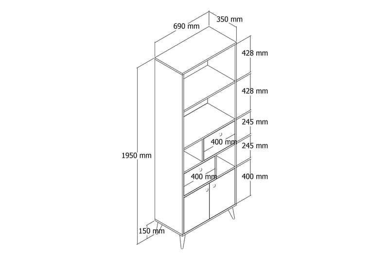 Bokhylle Zakkum 69x195 cm - Hvit - Oppbevaring - Hylle - Bokhylle