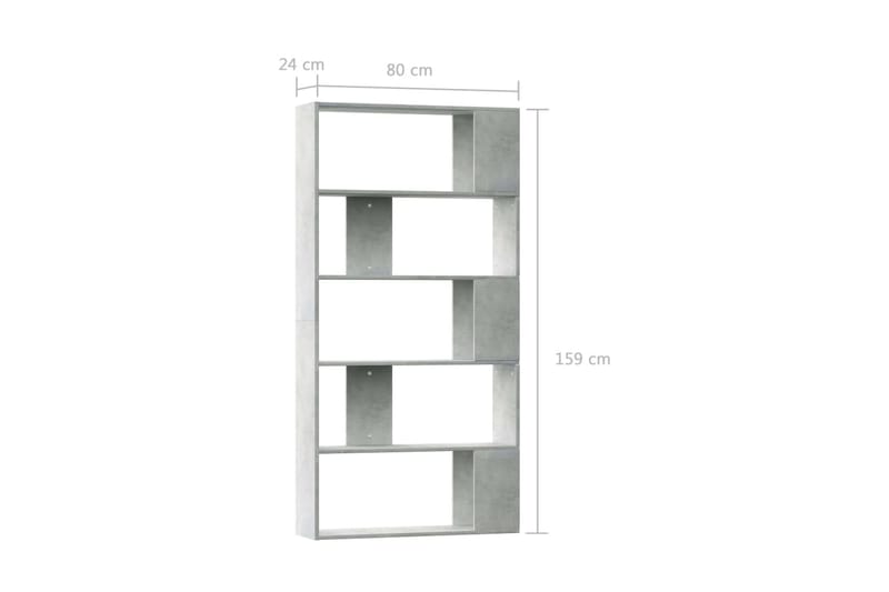 Bokhylle/Romdeler betong grå 80x24x159 cm sponplate - Grå - Oppbevaring - Hylle - Bokhylle