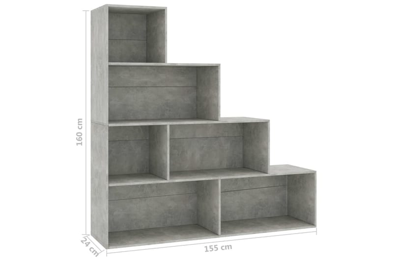 Bokhylle/Romdeler betonggrå 155x24x160 cm sponplate - Bokhylle