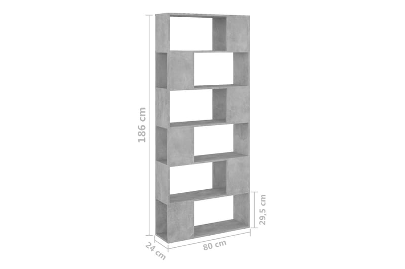 Bokhylle/romdeler betonggrå 80x24x186 cm sponplate - Grå - Oppbevaring - Hylle - Bokhylle
