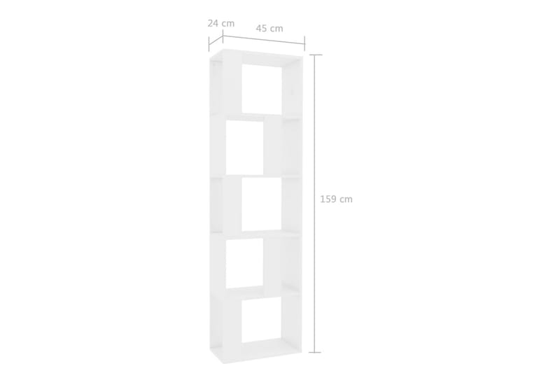 Bokhylle/Romdeler høyglans hvit 45x24x159 cm sponplate - Hvit - Oppbevaring - Hylle - Bokhylle