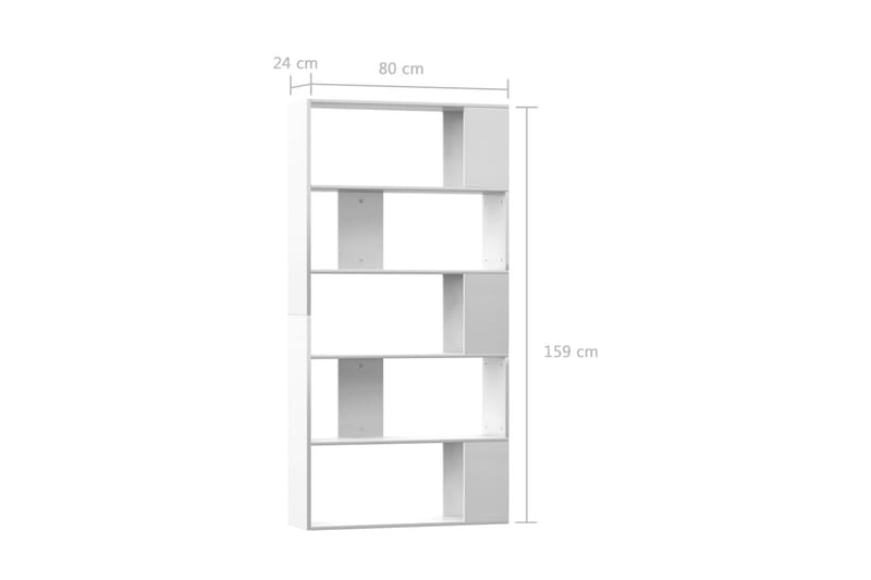 Bokhylle/Romdeler høyglans hvit 80x24x159 cm sponplate - Hvit - Oppbevaring - Hylle - Bokhylle