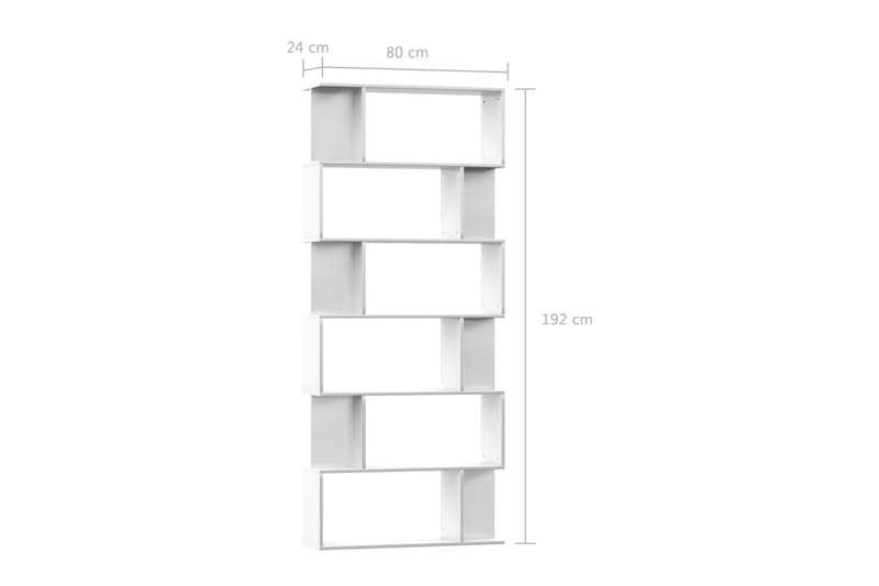 Bokhylle/Romdeler høyglans hvit 80x24x192 cm sponplate - Hvit - Oppbevaring - Hylle - Bokhylle