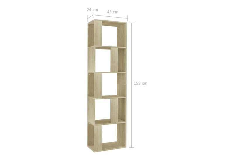 Bokhylle/Romdeler sonoma eik 45x24x159 cm sponplate - Brun - Oppbevaring - Hylle - Bokhylle