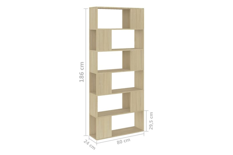 Bokhylle/romdeler sonoma eik 80x24x186 cm sponplate - Brun - Oppbevaring - Hylle - Bokhylle