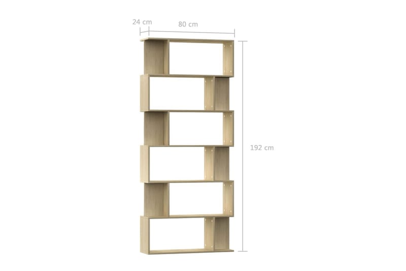 Bokhylle/Romdeler sonoma eik 80x24x192 cm sponplate - Brun - Oppbevaring - Hylle - Bokhylle