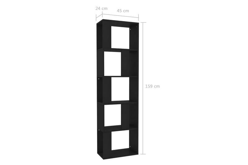 Bokhylle/Romdeler svart 45x24x159 cm sponplate - Svart - Oppbevaring - Hylle - Bokhylle