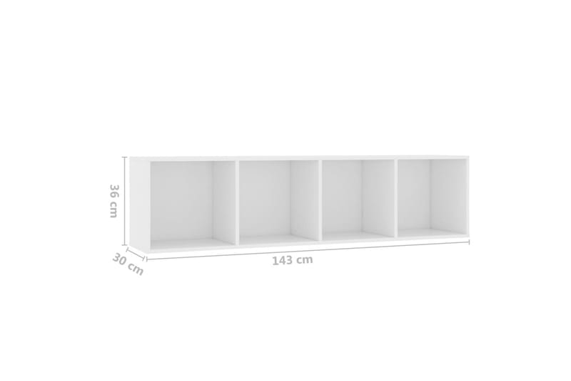 Bokhylle/TV-benk hvit 143x30x36 cm - Hvit - Oppbevaring - Hylle - Bokhylle