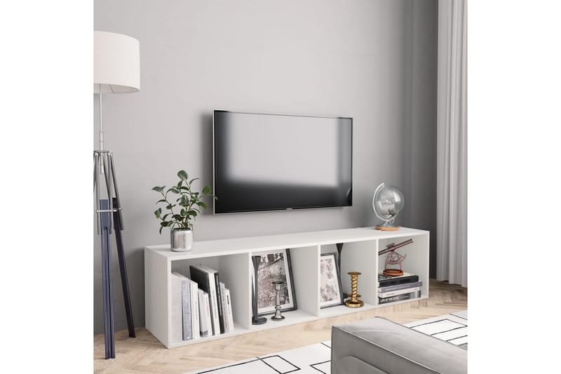 Bokhylle/TV-benk hvit 143x30x36 cm - Hvit - Oppbevaring - Hylle - Bokhylle