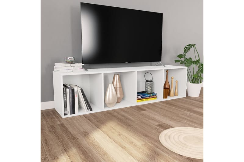 Bokhylle/TV-benk hvit 36x30x143 cm sponplate - Hvit - Oppbevaring - Hylle - Bokhylle