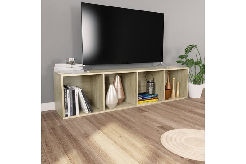 Bokhylle/TV-benk sonoma eik 36x30x143 cm sponplate - Brun - Bokhylle