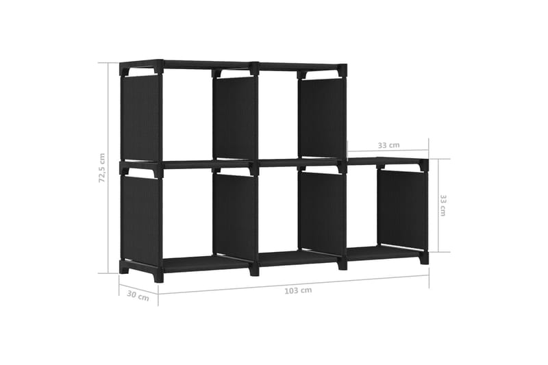 Displayhylle med 5 kuber svart 103x30x72,5 cm stoff - Svart - Oppbevaring - Hylle - Bokhylle