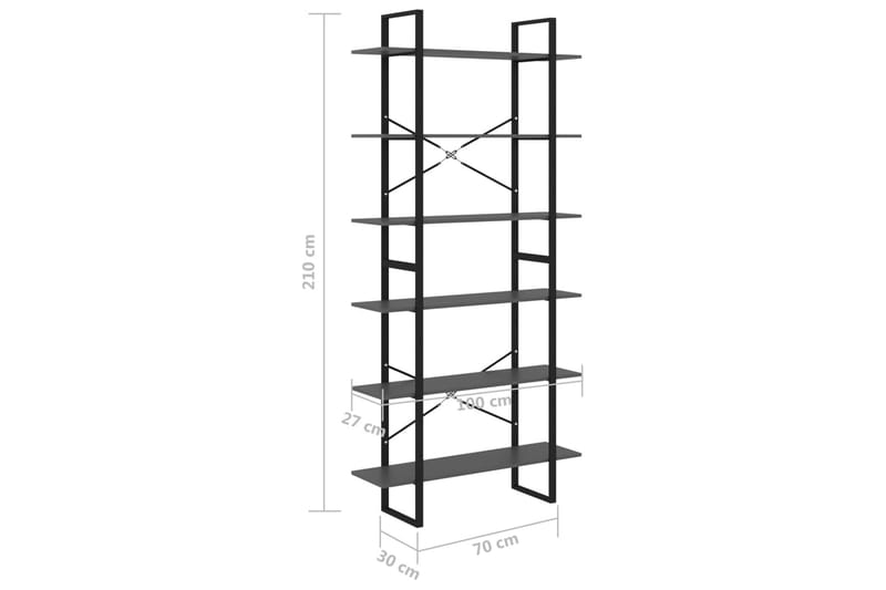 Høyskap grå 100x30x210 cm heltre furu - Grå - Oppbevaring - Hylle - Bokhylle