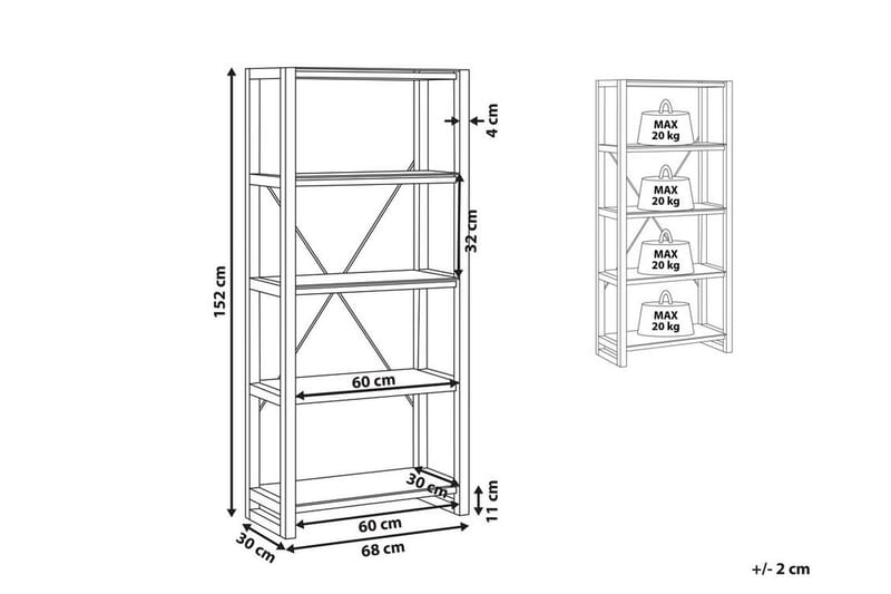 Hylle Skiatook 68x30 cm - Hvit/Lyst Tre - Oppbevaring - Hylle - Bokhylle