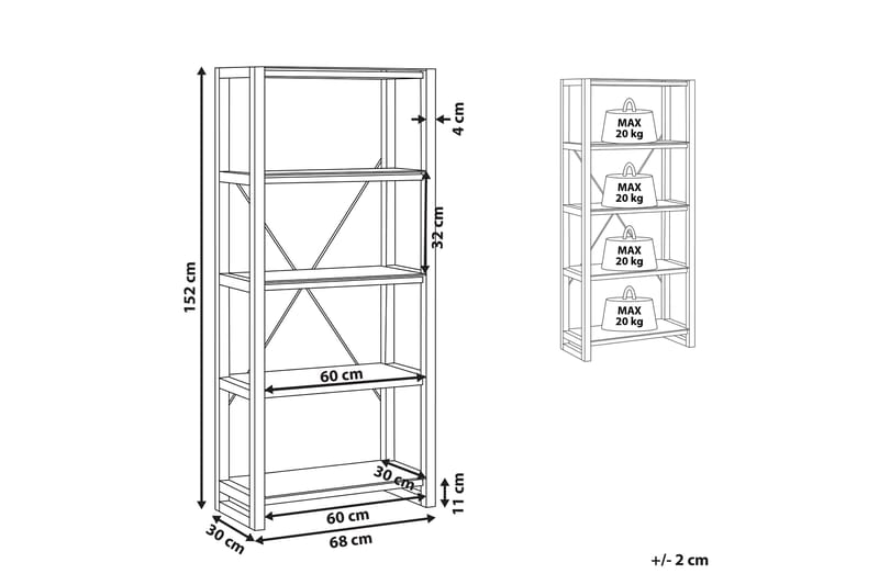 Hylle Skiatook 68x30 cm - Hvit/Lyst Tre - Oppbevaring - Hylle - Bokhylle