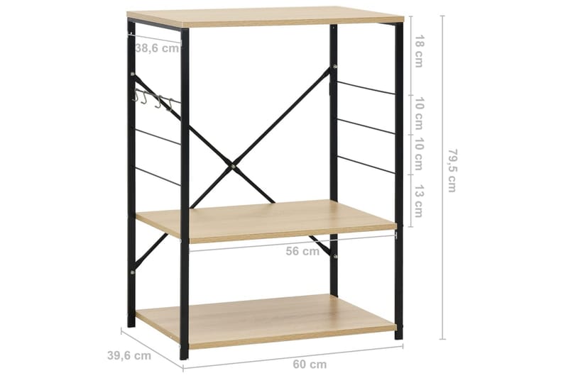 Hylle til mikrobølgeovn & eik 60x39,6x79,5 cm sponplate - Oppbevaring - Hylle - Bokhylle