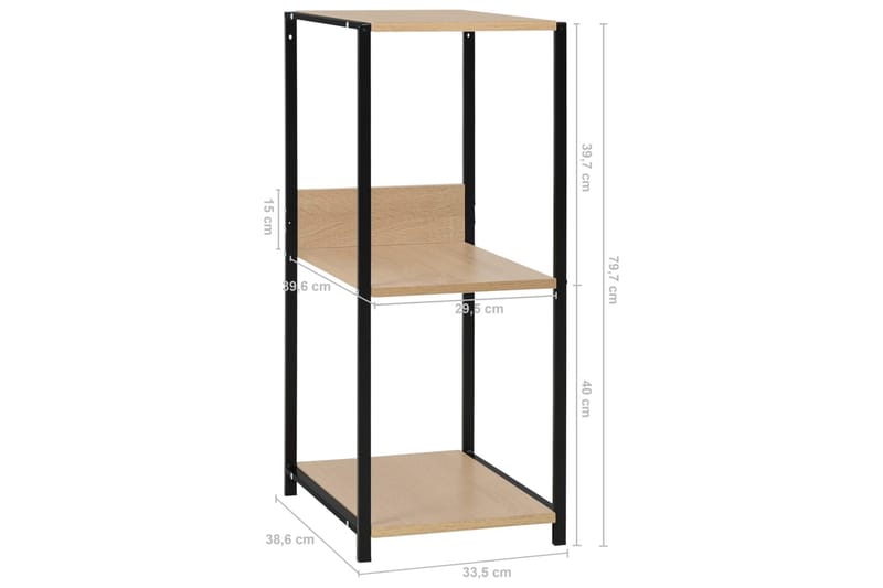 Liten rett bokhylle svart & eik 33,5x39,6x79,7 cm sponplate - Oppbevaring - Hylle - Bokhylle