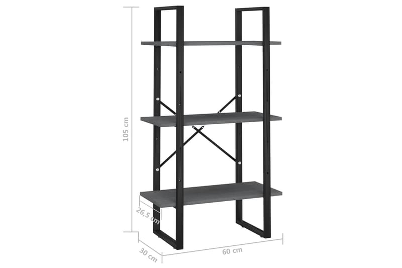 Oppbevaringshylle 60x30x105 cm heltre furu grå - Grå - Oppbevaring - Hylle - Bokhylle