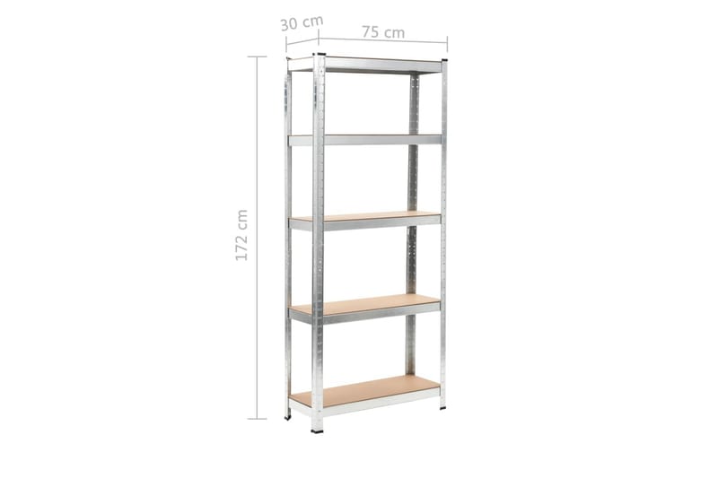 Oppbevaringshyller 3 stk sølv 75x30x172 cm stål og MDF - Sølv - Oppbevaring - Hylle - Bokhylle