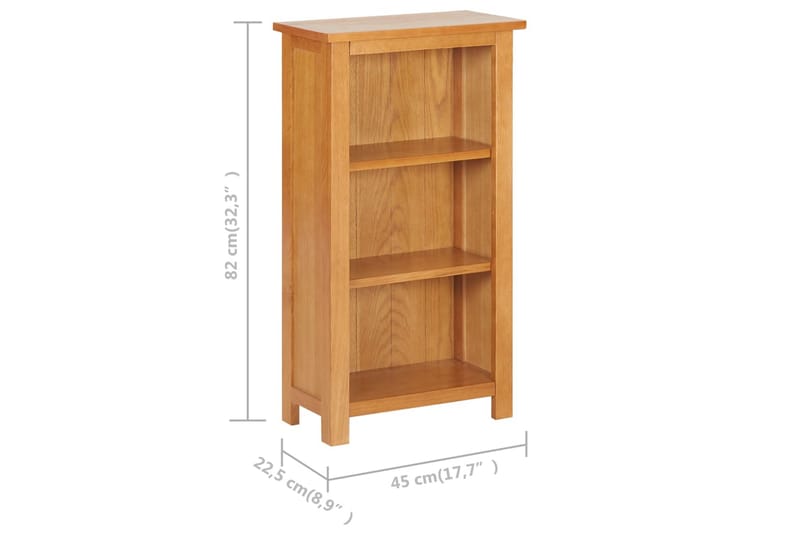 Smal bokhylle 45x22,5x82 cm heltre eik & MDF - Oppbevaring - Hylle - Bokhylle