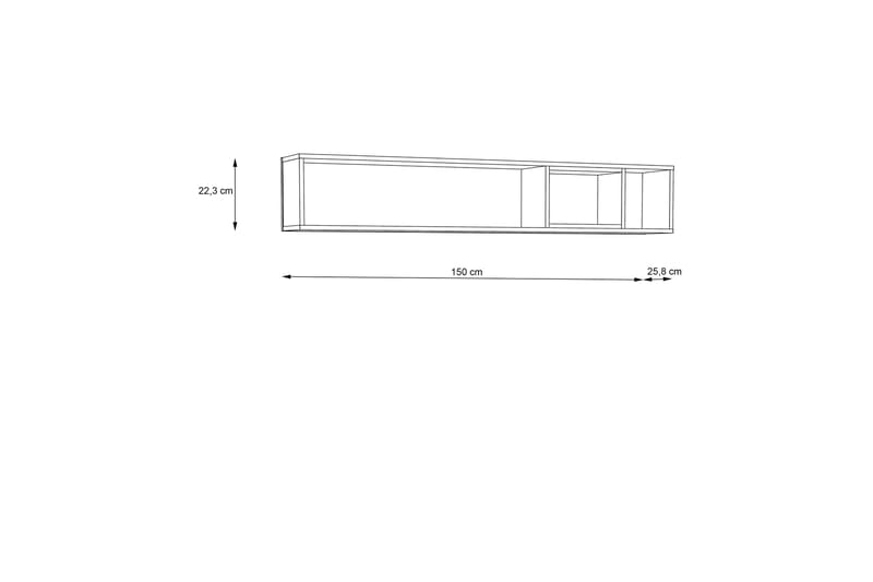 Vegghylle Lubahn 22x150 cm - Svart - Oppbevaring - Hylle - Bokhylle