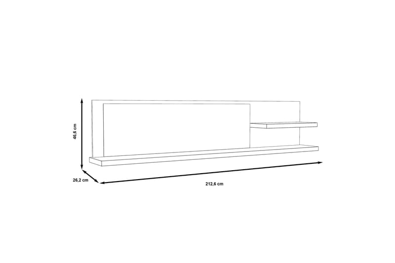 Vegghylle med Speil Breage 25x213 cm - Brun | Hvit - Oppbevaring - Hylle - Bokhylle