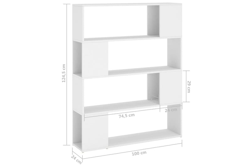 Bokhylle/romdeler hvit 100x24x124 cm - Hvit - Oppbevaring - Hylle - Bokhylle